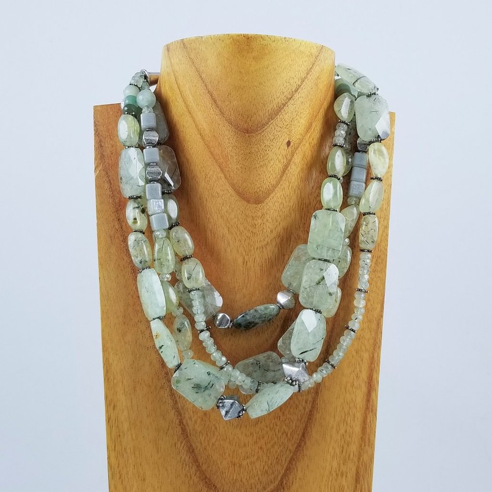 Green Rutilated Quartz Multi-Strand Necklace